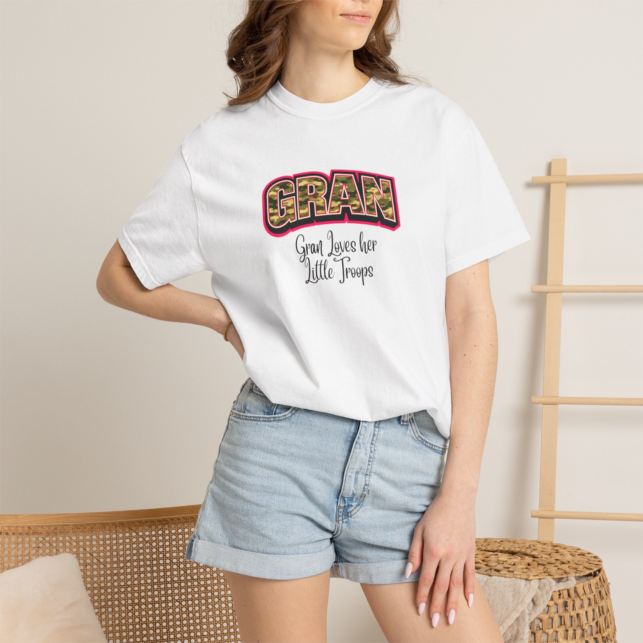 Gran Floral Graphic T-Shirt — "Gran Loves Her Little Troops" Gift Tee