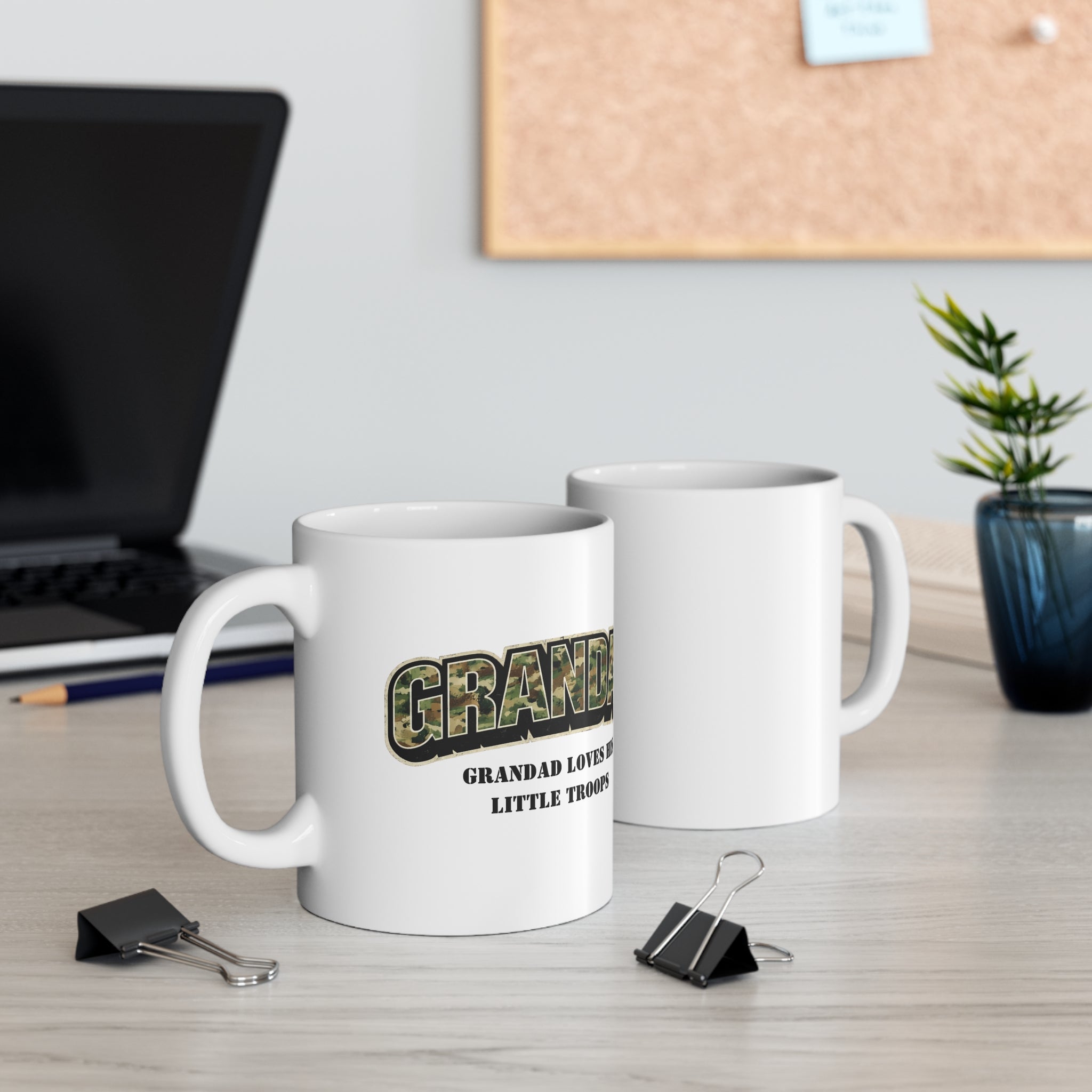Grandad Camo Mug — "Grandad Loves His Little Troops" Military Family Coffee Cup