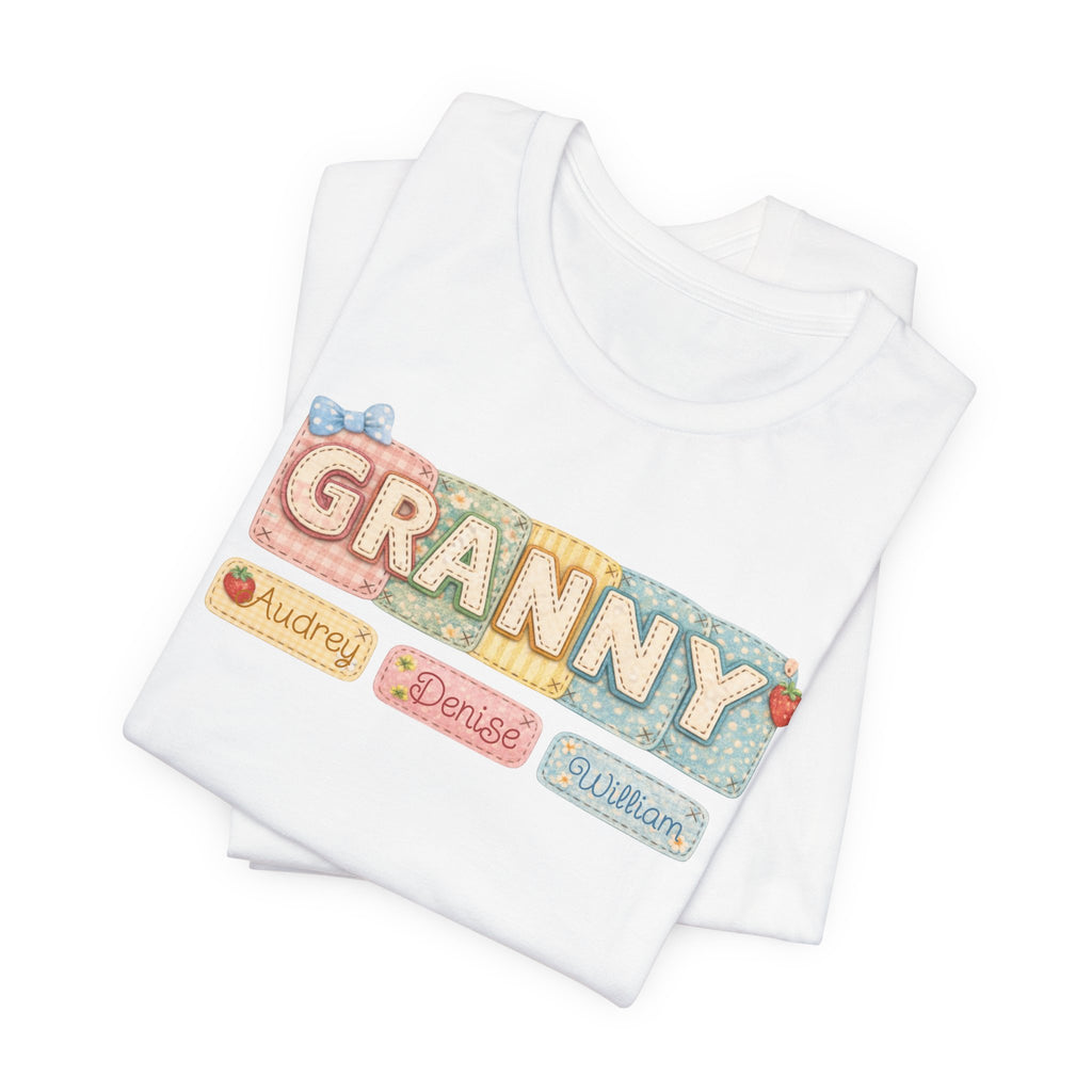 Granny Retro Nameplate T‑Shirt — Personalized Grandma Tee