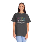 Nana Pastel Rainbow Tee — 'NANA' Floral Outline Grandma T-Shirt