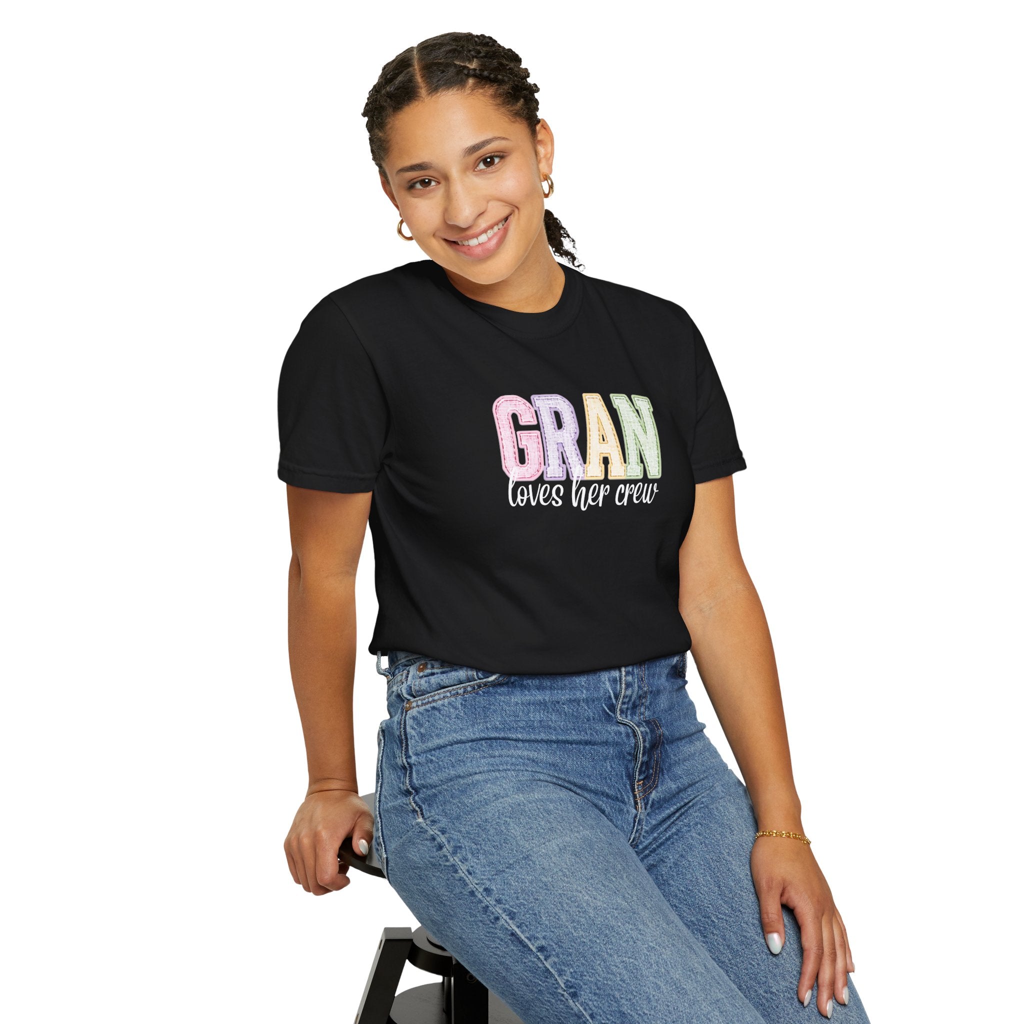 Gran Loves Her Crew T-Shirt — Pastel Grandma Shirt for Mother's Day & Family Gifts
