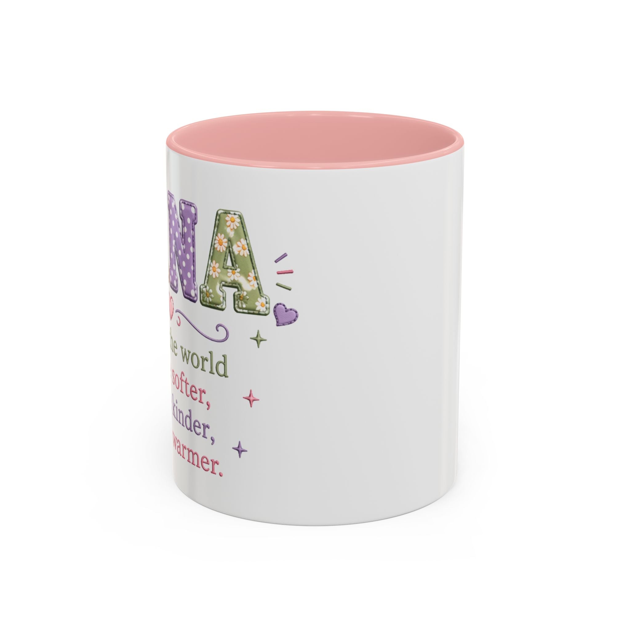 Floral Nana Accent Coffee Mug — Pink Interior 11/15oz