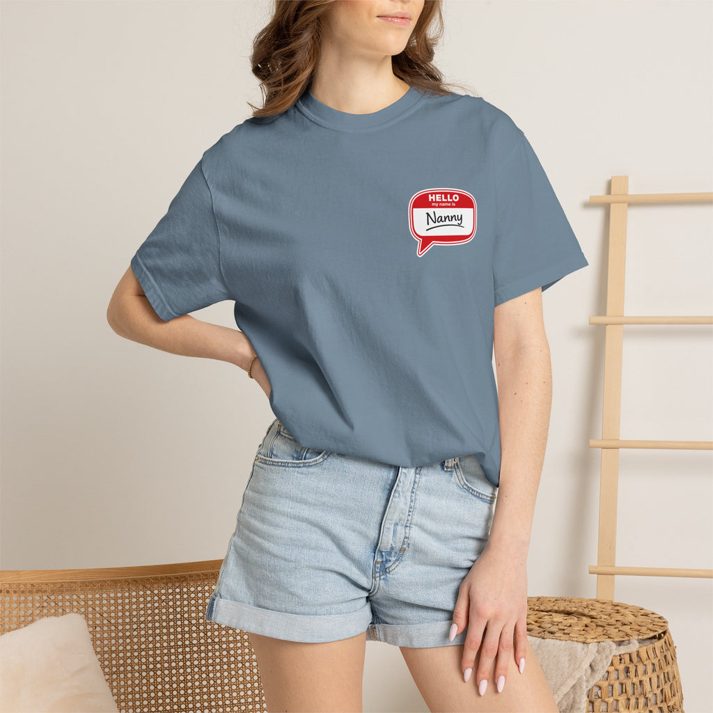 Hello Nanny Pocket T-Shirt – Cute Name Tag Tee for Grandparents & Caregivers
