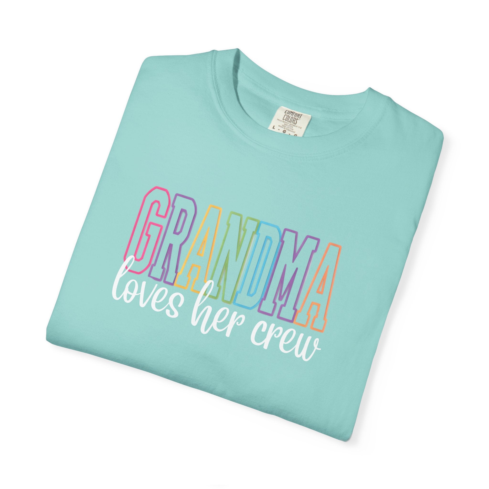 Grandma Loves Her Crew T-Shirt — Pastel Rainbow Grandma Gift