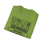 Grandad Warning T-Shirt — 'Warning: Spoils Grandkids & Hands Out Biscuits' Funny Grandpa Shirt