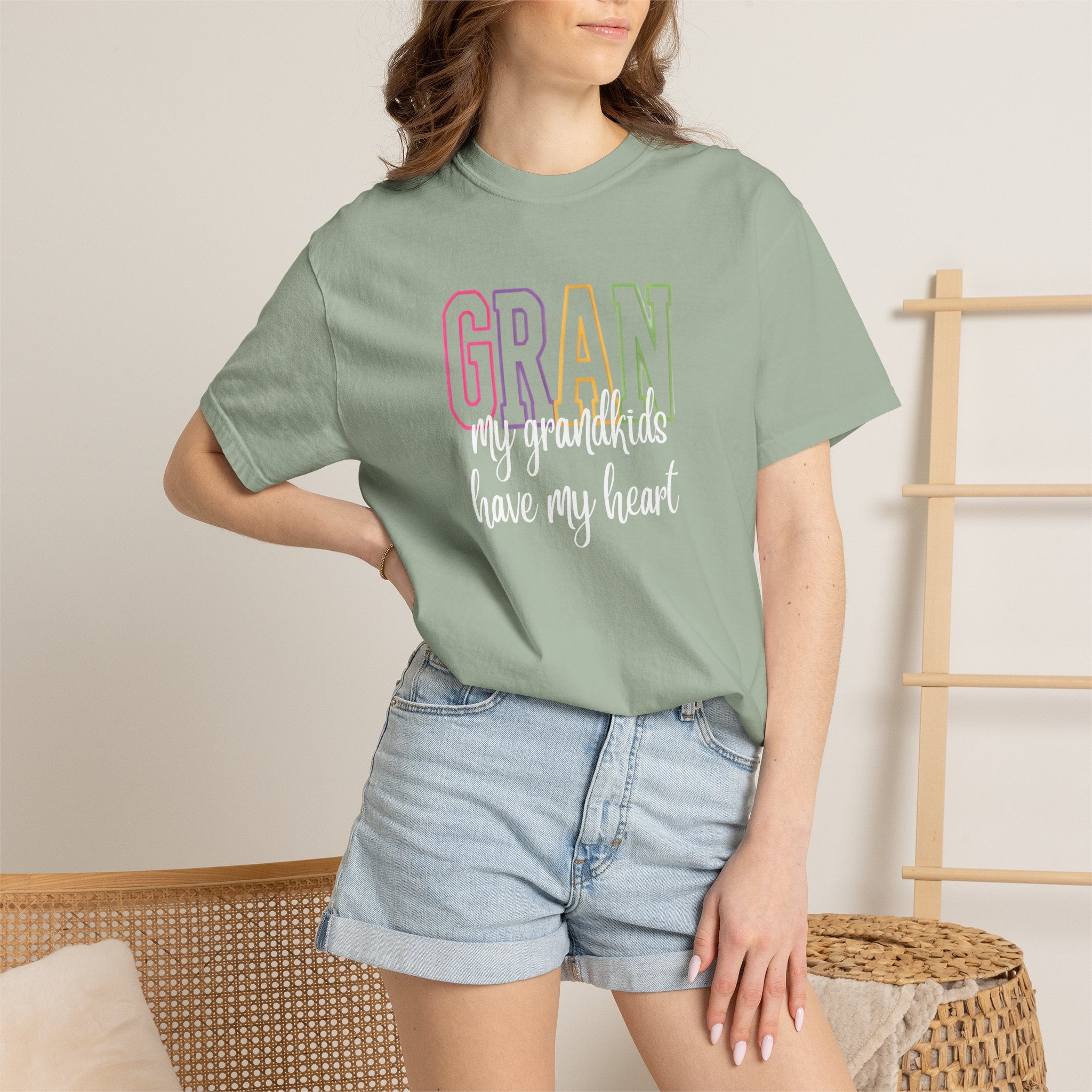 T-Shirt — "Gran my grandkids have my heart" Pastel Graphic Grandma Tee