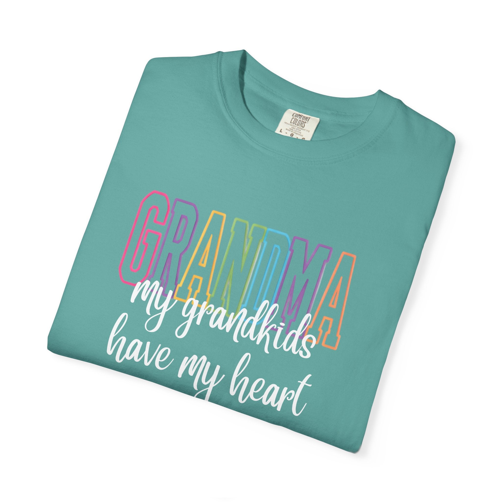 Grandma T-Shirt — "My Grandkids Have My Heart" Pastel Graphic Tee
