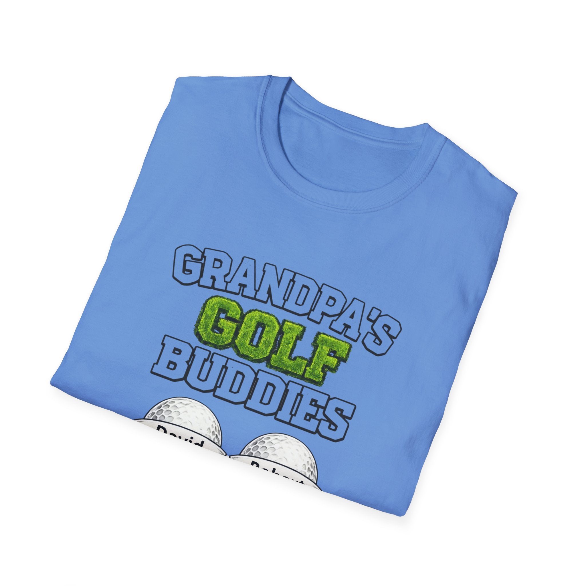 Grandpa’s Golf Buddies T-Shirt — Personalized Names on Golf Balls