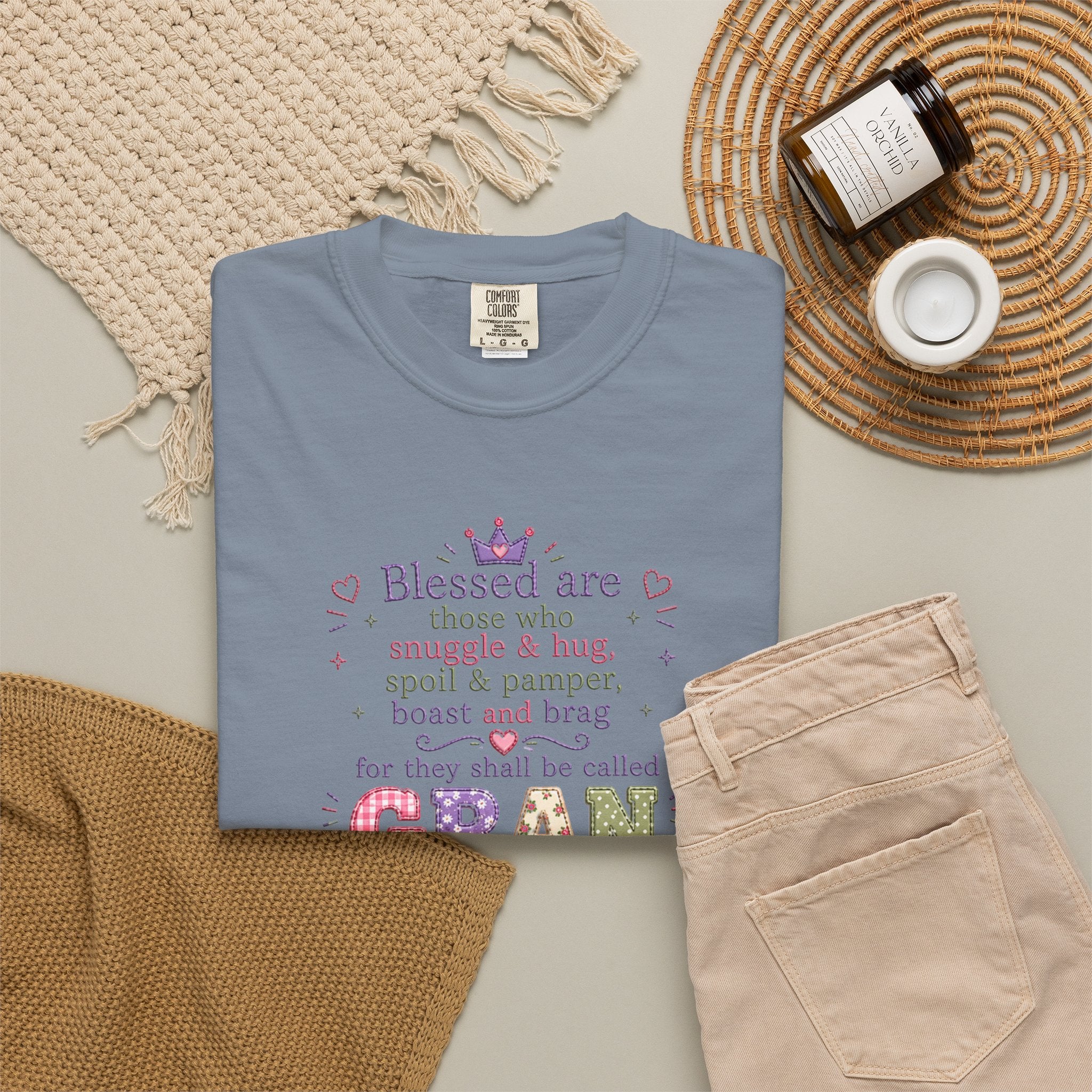 Gran Blessings T-Shirt — "Blessed are those who snuggle & hug... called GRAN"