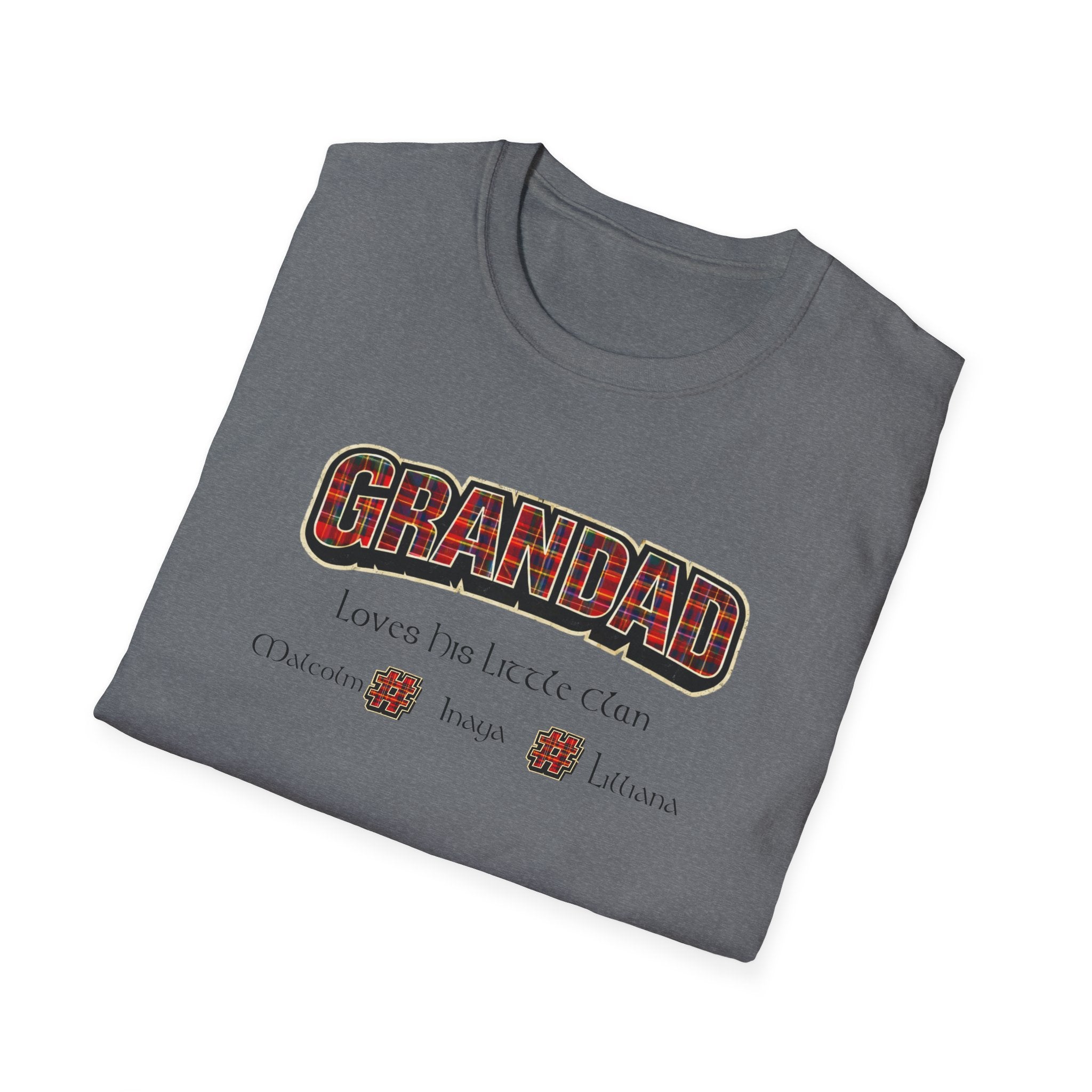 Grandad Plaid Family T-Shirt — "Loved by the Little Clan" Gift Tee