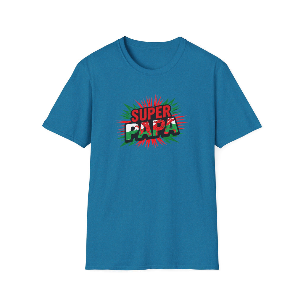 Super Papa Welsh Flag/ Wales themed Graphic T-Shirt — Father’s Day Comic-Style Dad Shirt