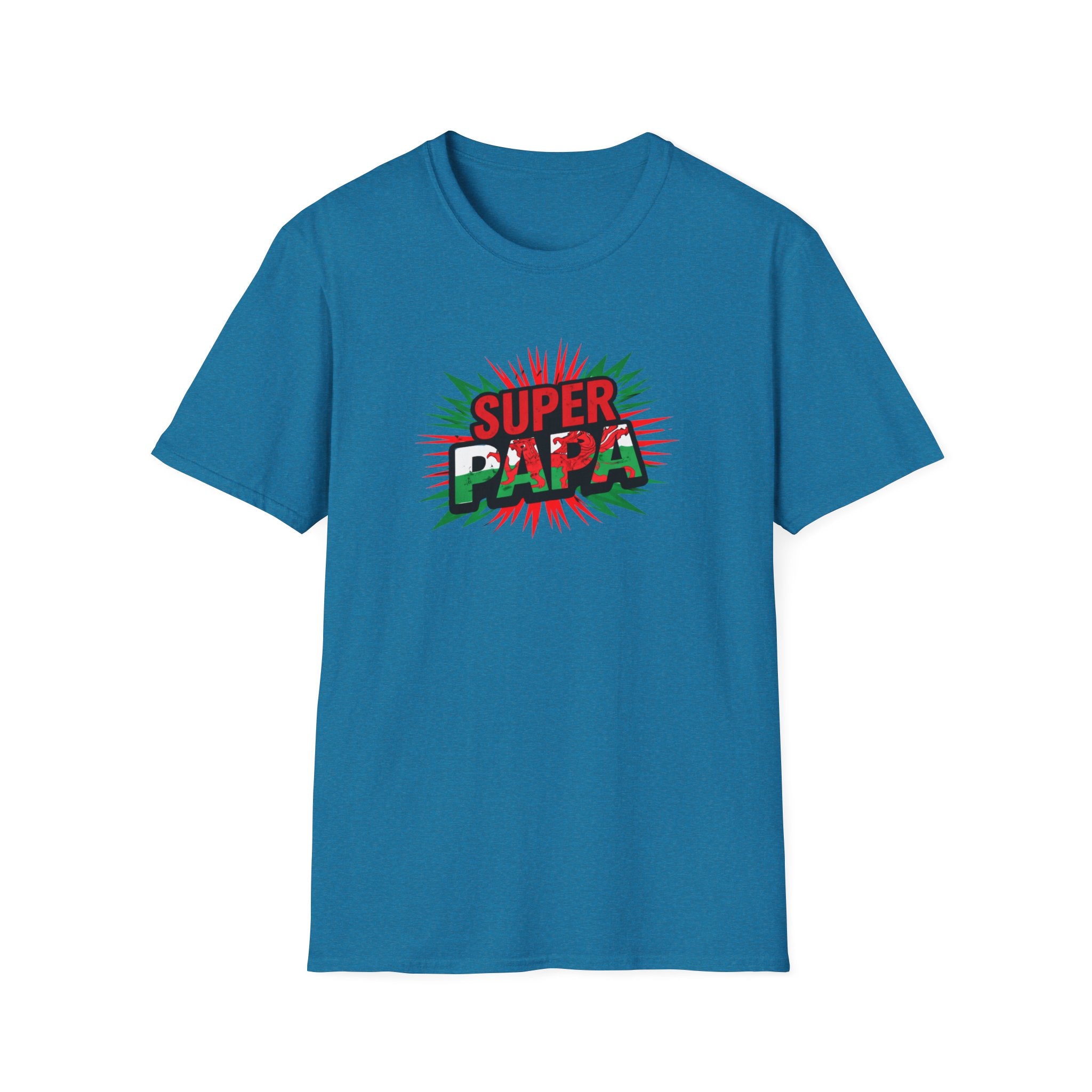 Super Papa Welsh Flag/ Wales themed Graphic T-Shirt — Father’s Day Comic-Style Dad Shirt