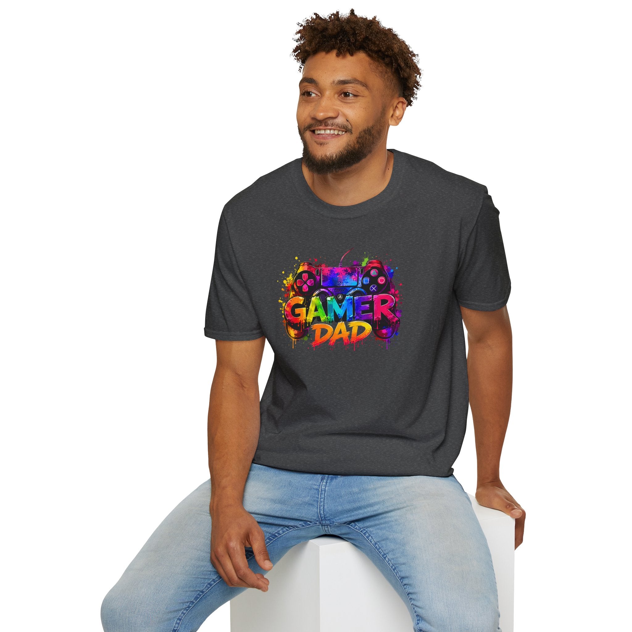 Gamer Dad Colourful Controller Design T-Shirt