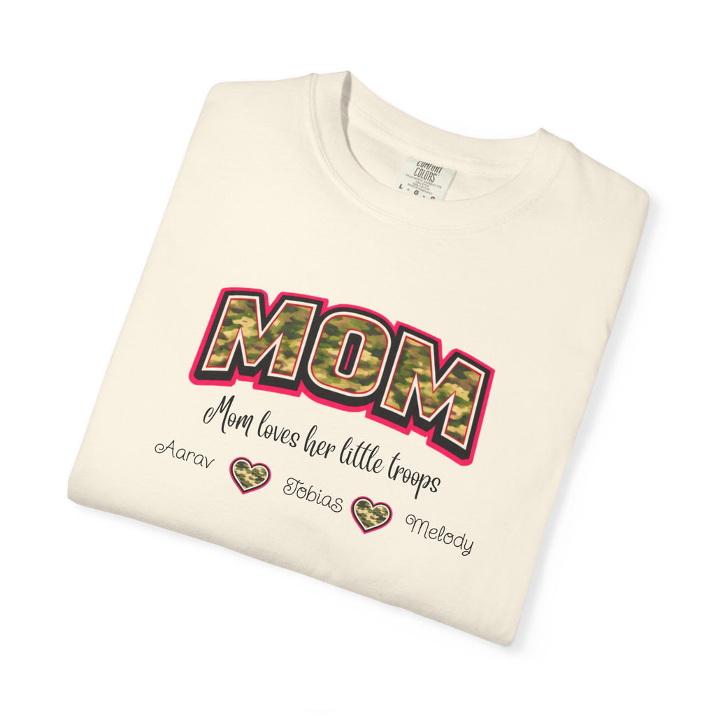 Mom Camo Graphic T-Shirt — "MOM Most Loved Her Little People" Floral Heart Tee