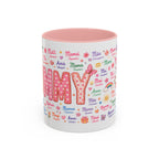 Mommy Coffee Mug — Colorful Multilingual 'Mom' Names Floral Accent 11/15oz