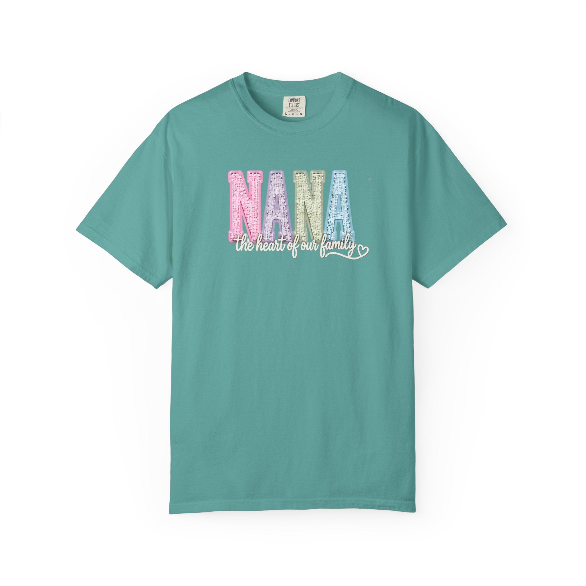 NANA Pastel Patchwork T-Shirt — "The Heart of Our Family" Gift