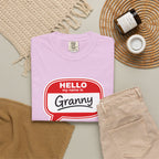 Hello My Name Is Granny T-Shirt - Funny Grandma Gift, Retro Name Badge Tee