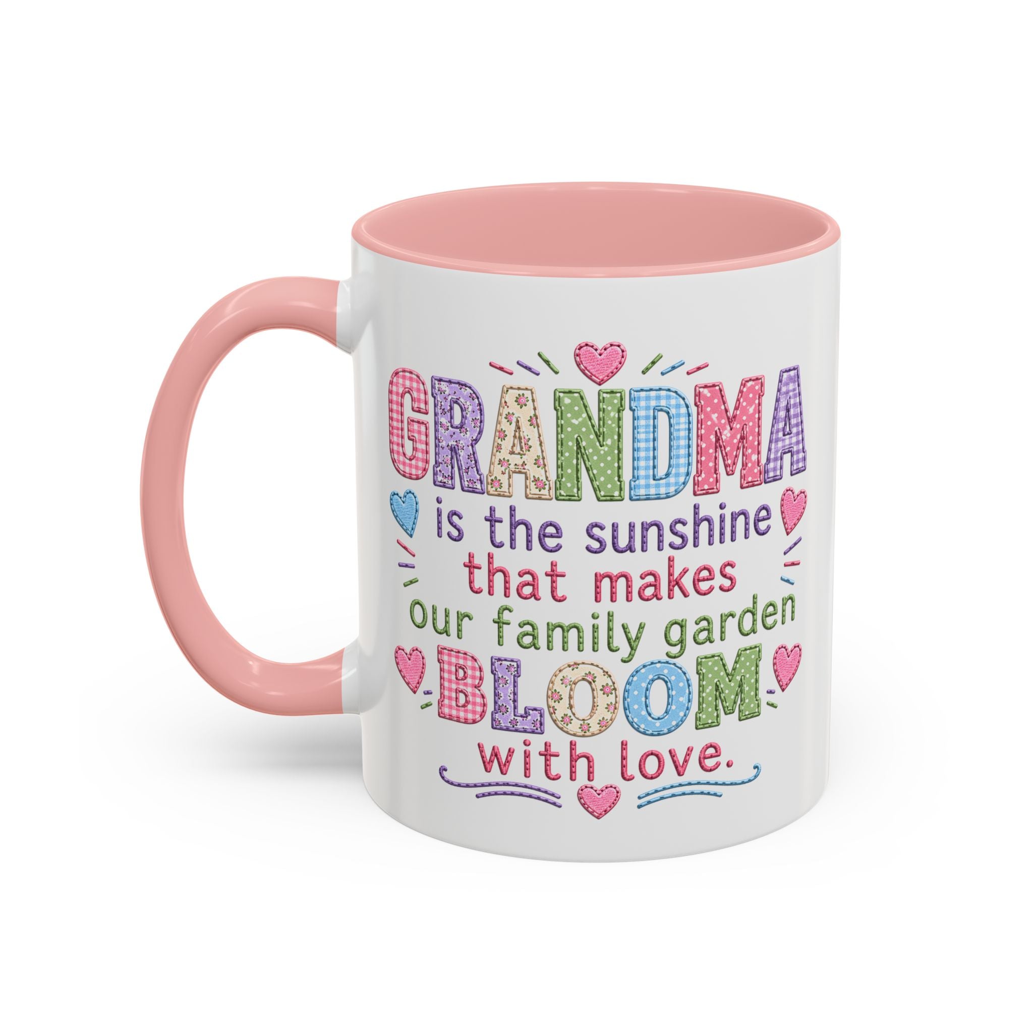 Grandma Word-Art Accent Coffee Mug — Pink Interior, Mother's Day Gift