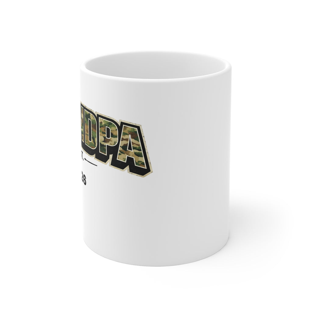 Grandpa Est. 2026 Camo Coffee Mug — New Grandfather Gift