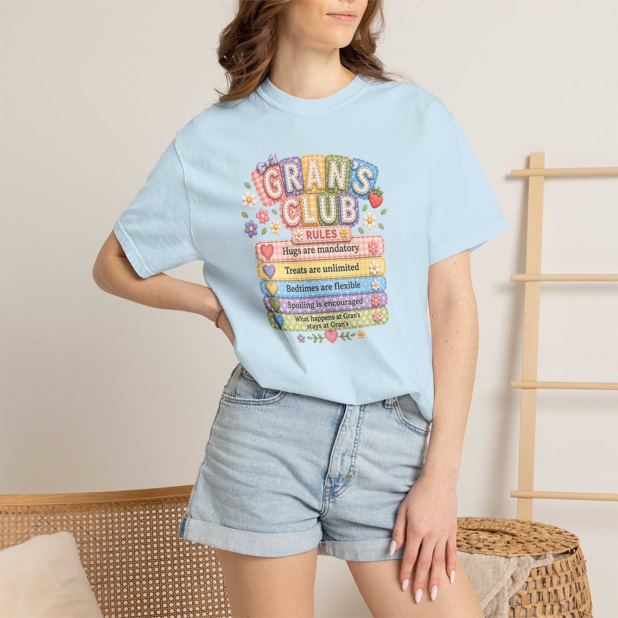 Grans Club Rules T-Shirt — Cute Floral Grandma Shirt, Funny Grandmother Gift for Mother's Day