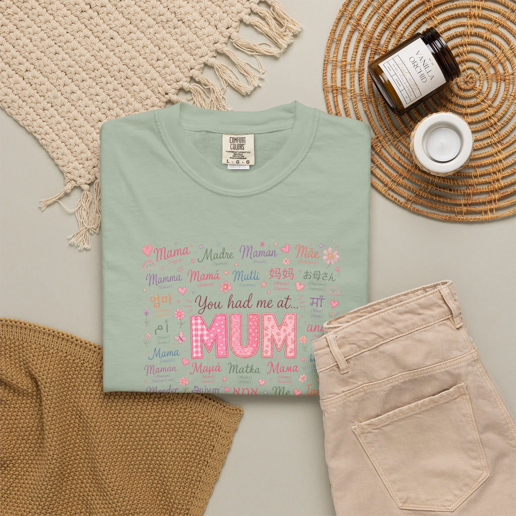Mum Heartbeat T-Shirt — 'You Had Me at MUM' Floral Mother's Day Tee