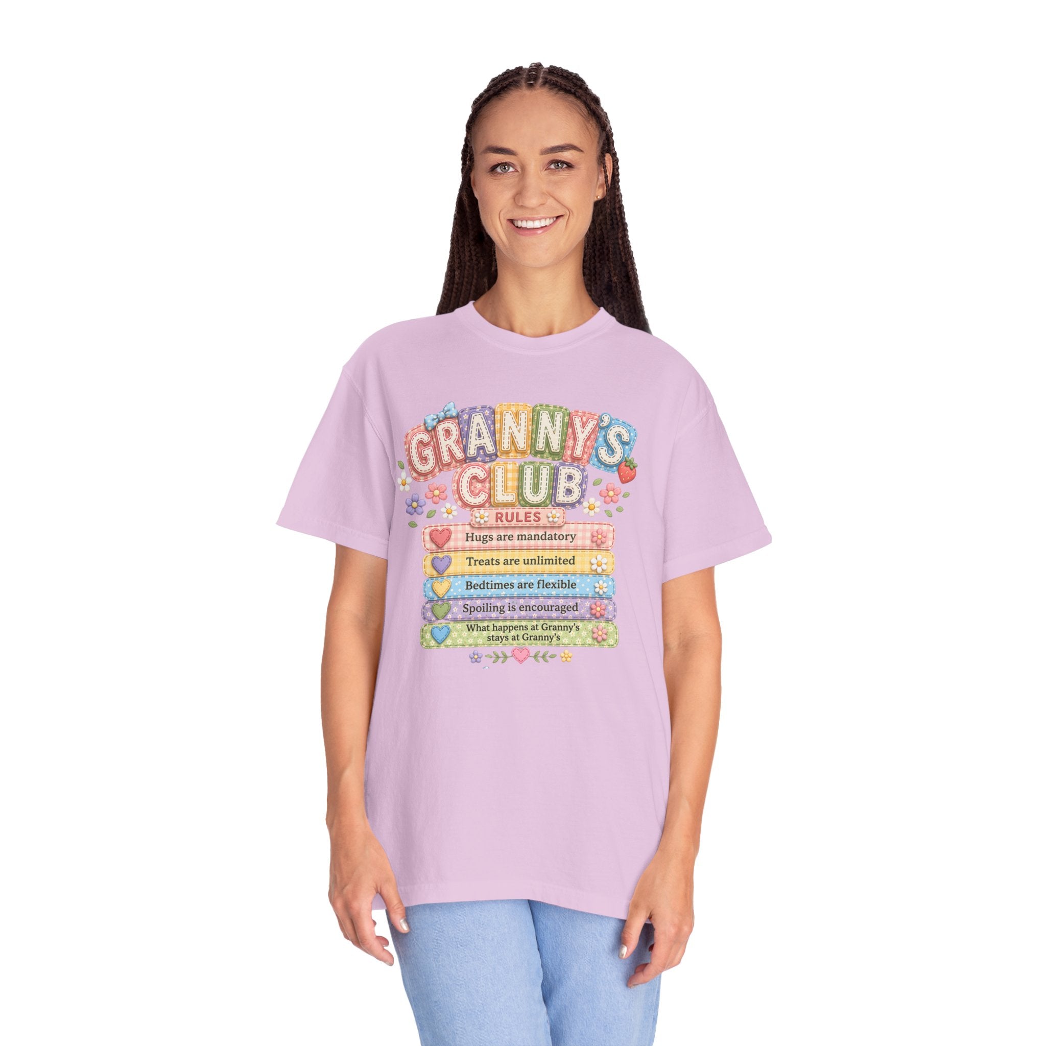 Granny's Club T‑Shirt – Cute Pastel 'Granny's Club' Rules Graphic Tee for Grandmothers
