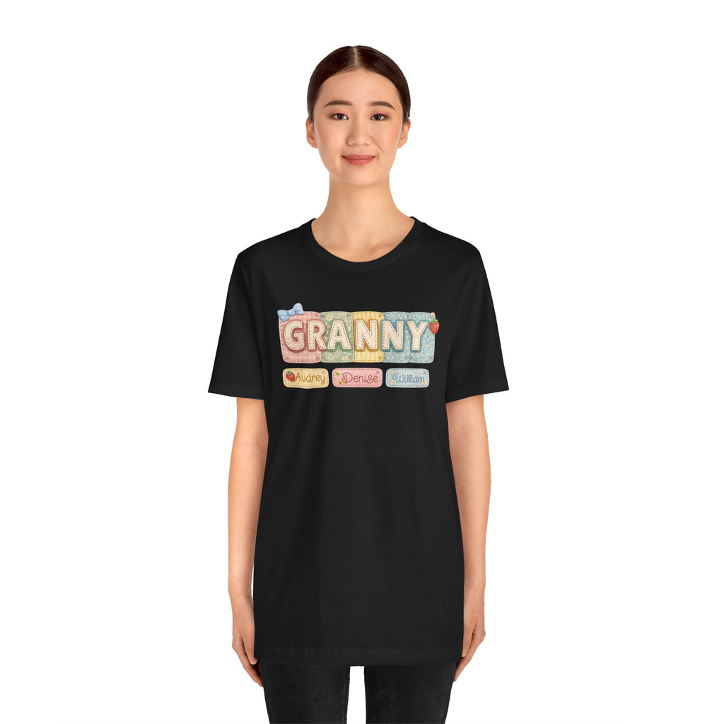 Granny Retro Nameplate T‑Shirt — Personalized Grandma Tee