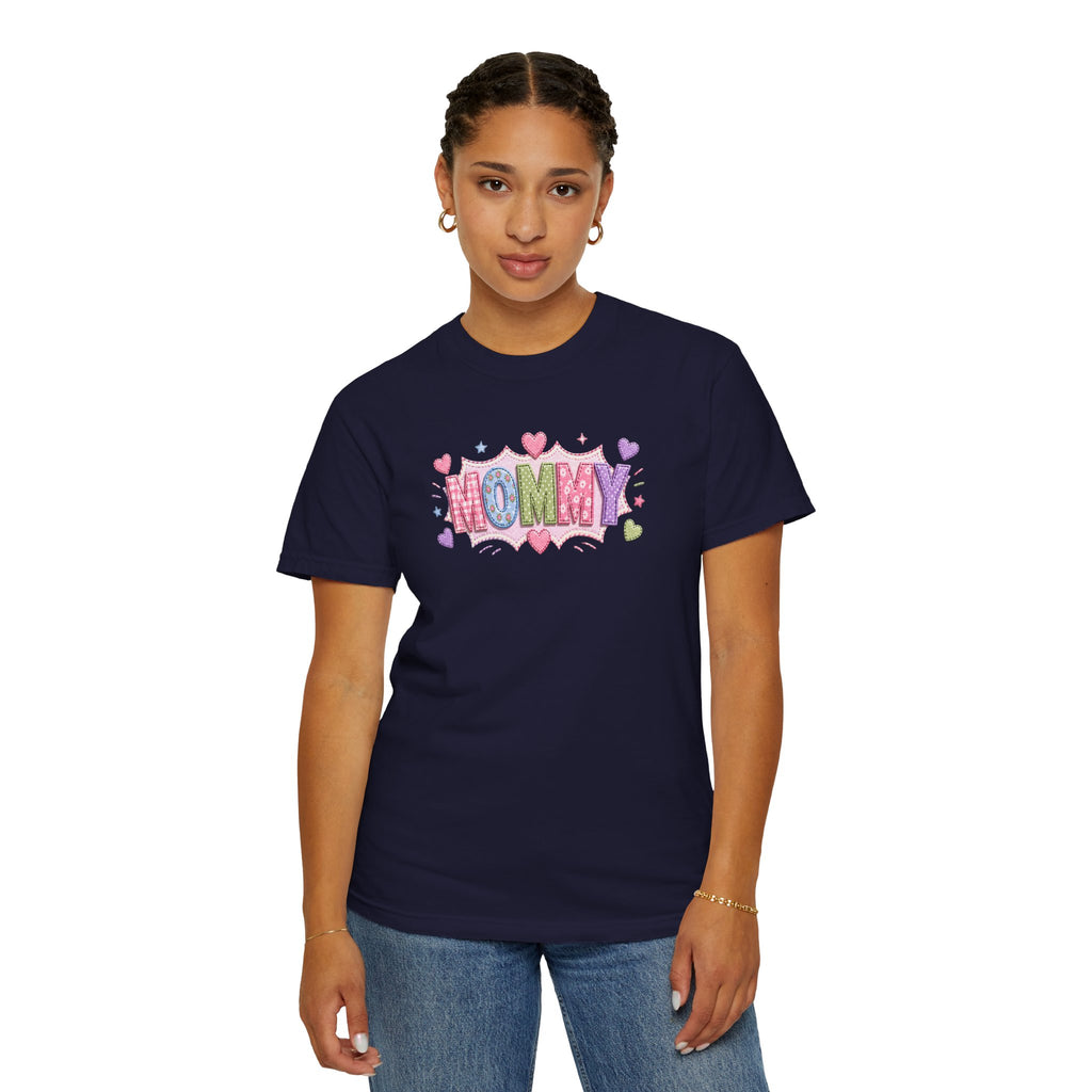Mommy Hearts T‑Shirt — Cute Pastel 'MOMMY' Graphic Tee for Mother's Day & New Moms
