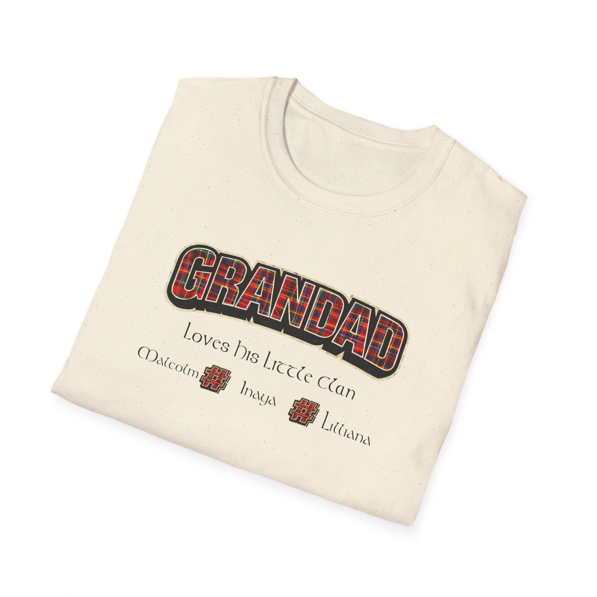 Grandad Plaid Family T-Shirt — "Loved by the Little Clan" Gift Tee