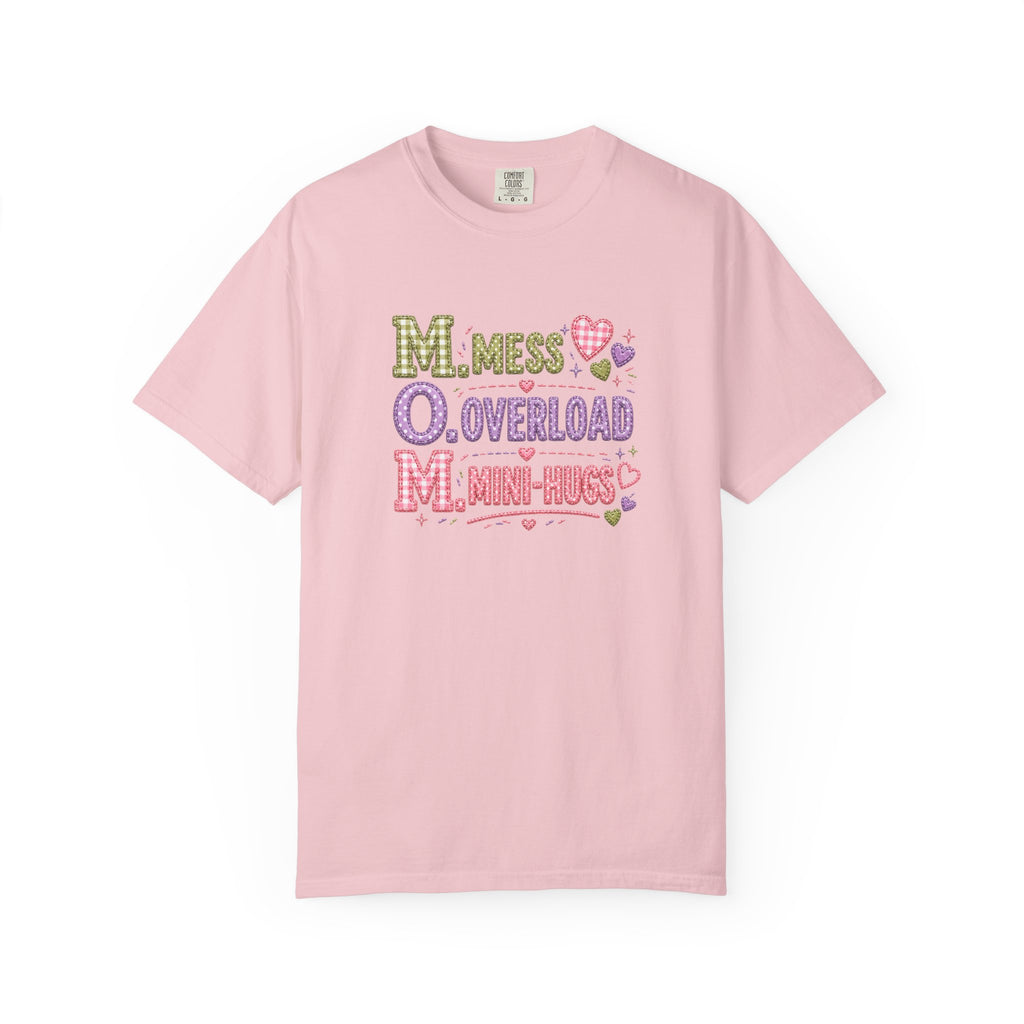 Mom Acronym Graphic T-Shirt — “M.O.M. Mess Overload Mini-Hugs” Cute Pastel Mothers Day Tee