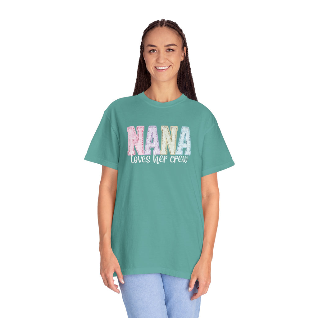 Nana Pastel Varsity T-Shirt — Soft Vintage Lettering Gift for Grandma (Mother's Day/Birthday)