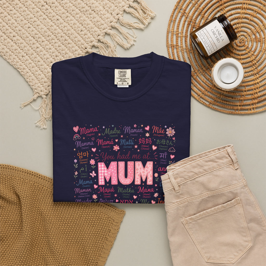 Mum Heartbeat T-Shirt — 'You Had Me at MUM' Floral Mother's Day Tee