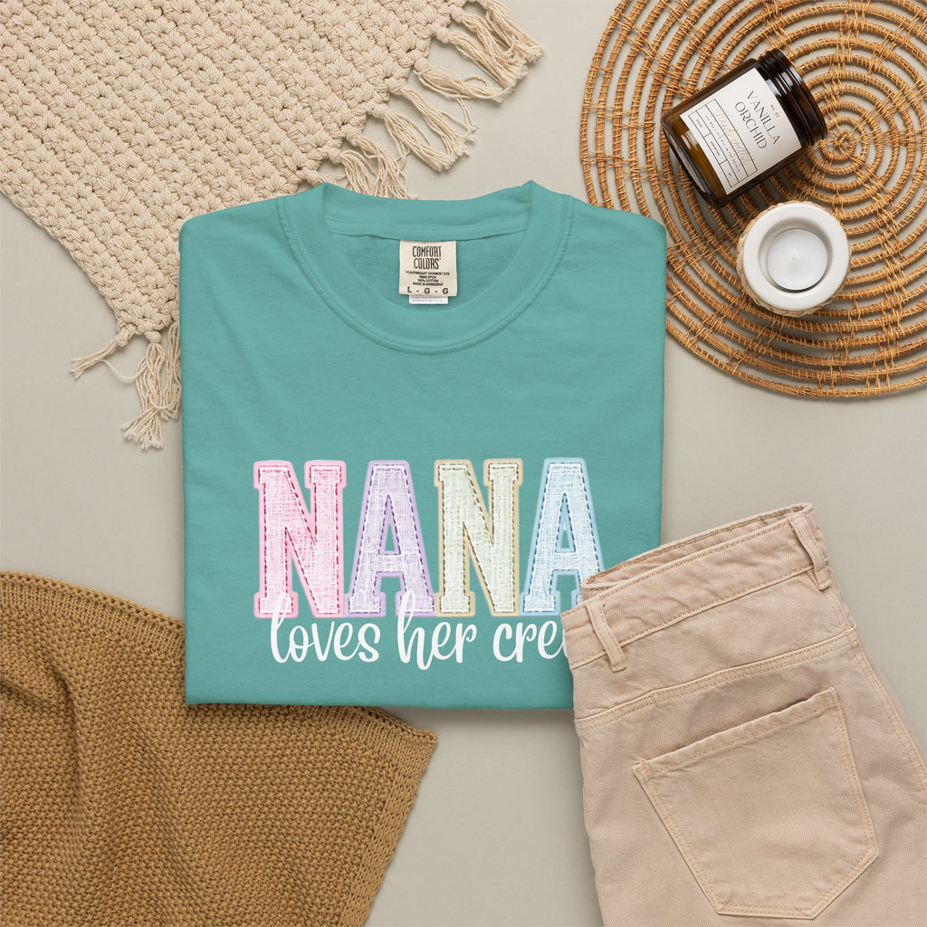 Nana Pastel Varsity T-Shirt — Soft Vintage Lettering Gift for Grandma (Mother's Day/Birthday)