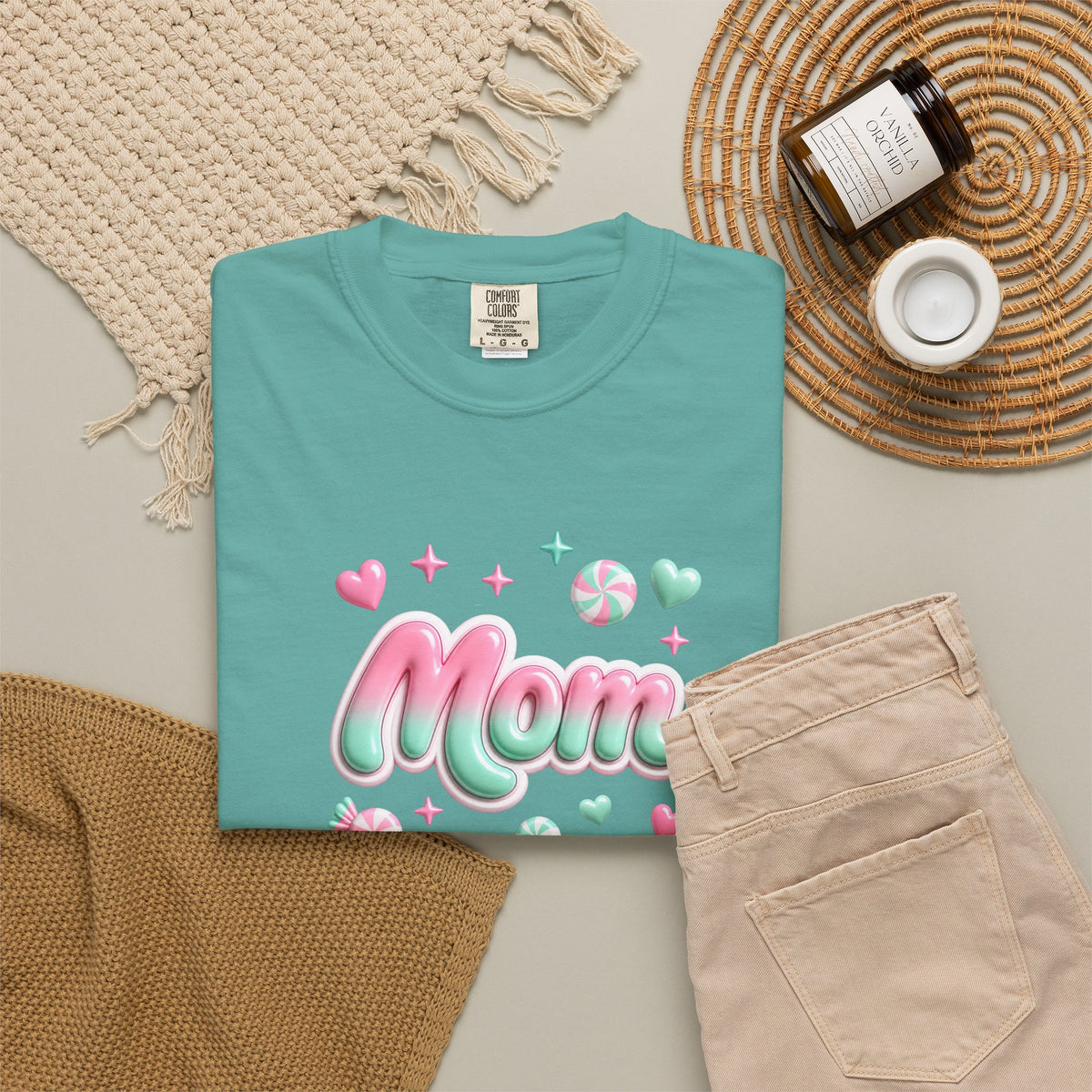 Mom Pastel Candy Script T-Shirt