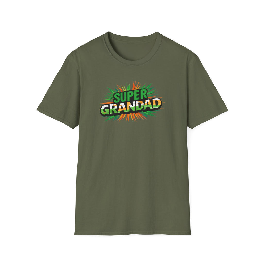 Super Grandad Ireland Flag/Irish themed T-Shirt — Retro Comic Style Gift for Grandpa (Father's Day, Birthday)