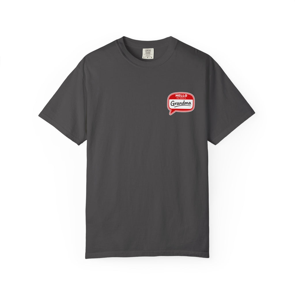 Hello Grandma Name Tag T-Shirt — Funny Retro "Hello, My Name Is Grandma" Tee