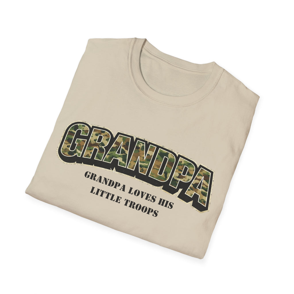 Grandpa Camo T-Shirt — "Grandpa Loves His Little Troops" Military Dad Gift