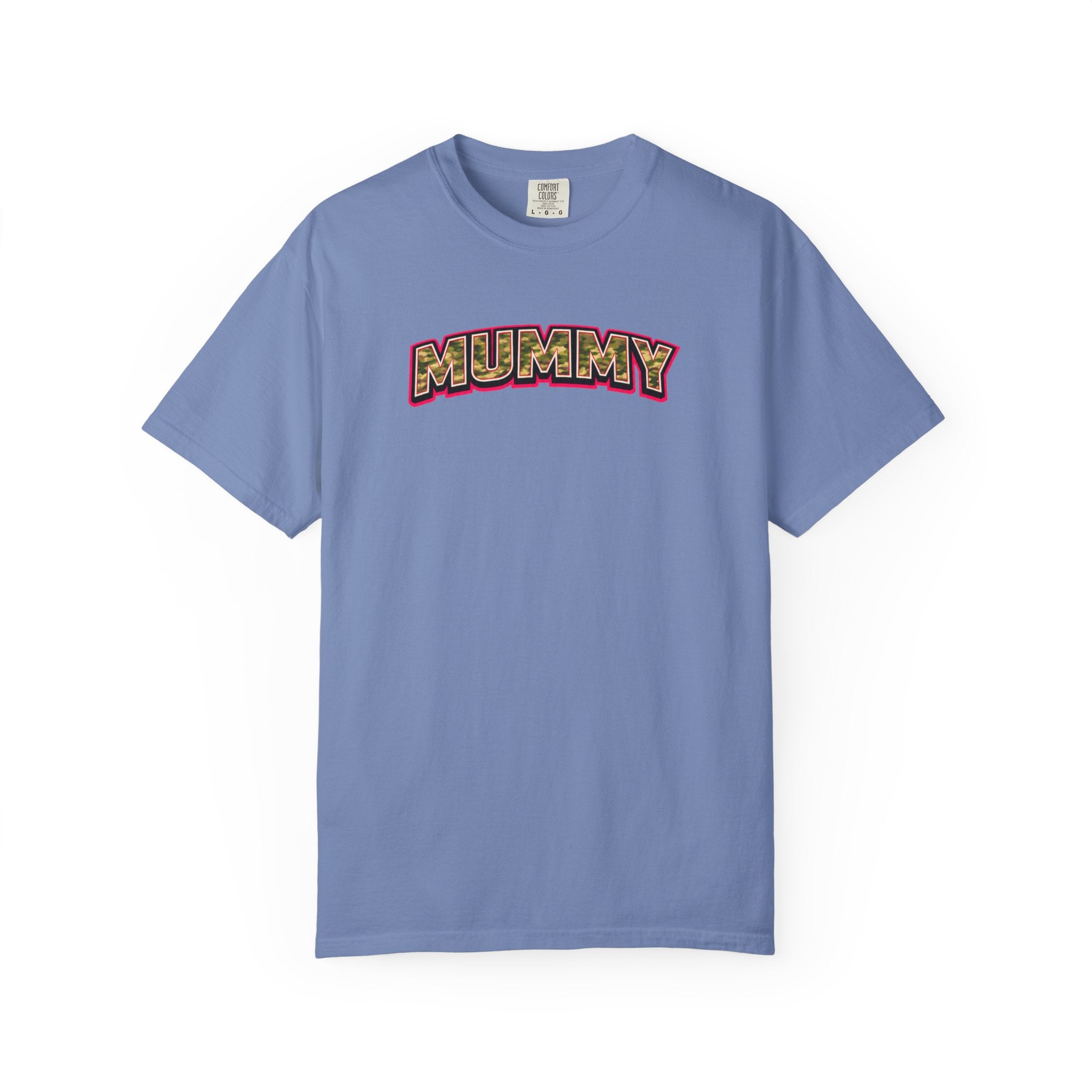 MUMMY Camo Script T-Shirt — Vintage Comic Style Mommy Tee