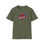 Super Dad T-Shirt – Union Jack Flag pattern Retro Comic Father’s Day Tee