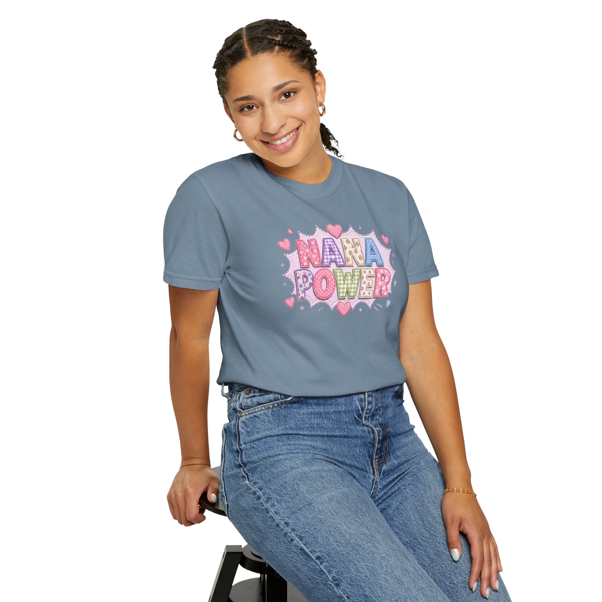 Nana Power T-Shirt — Playful Retro Heart Graphic for Grandmother Gifts