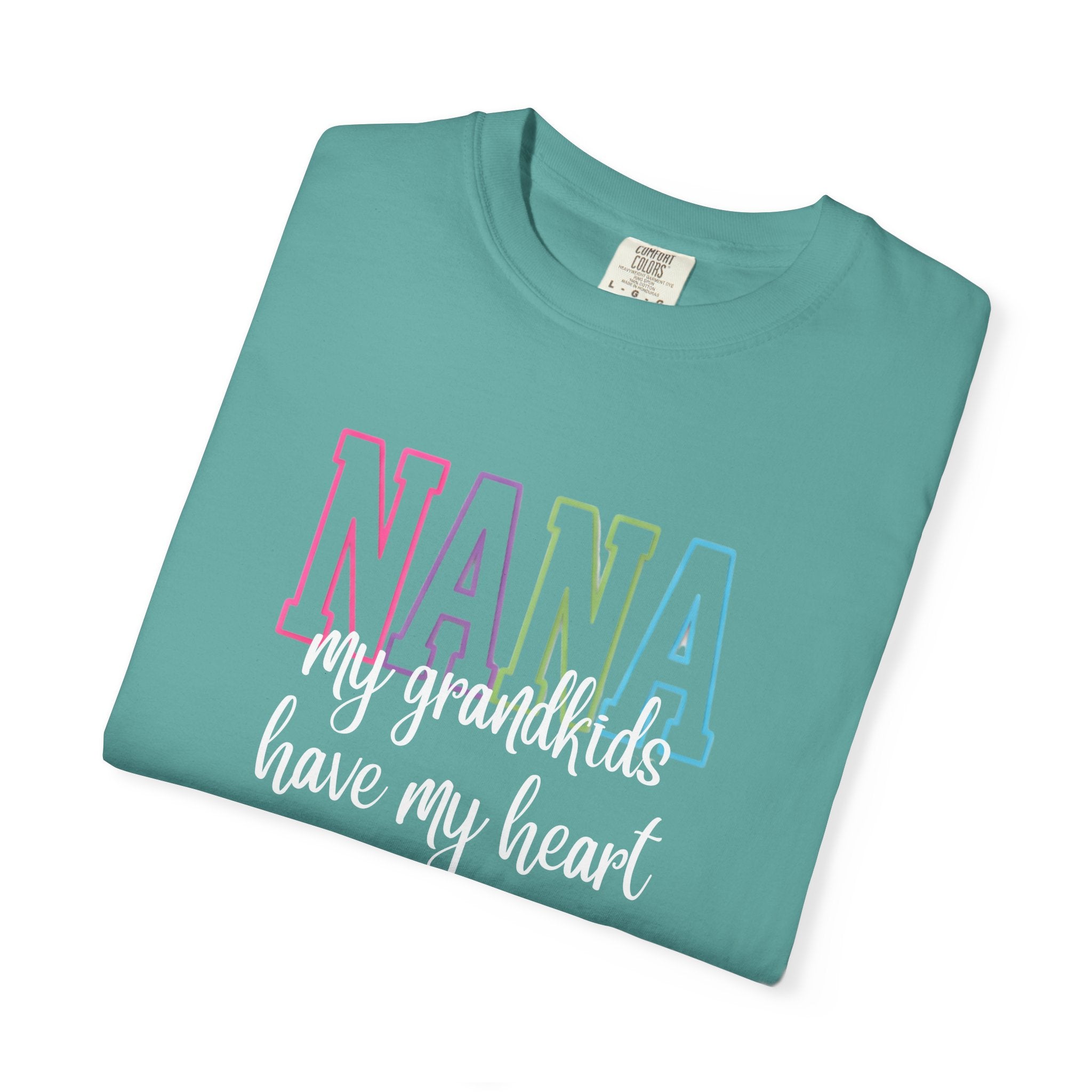 Nana Pastel Rainbow Tee — 'NANA' Floral Outline Grandma T-Shirt