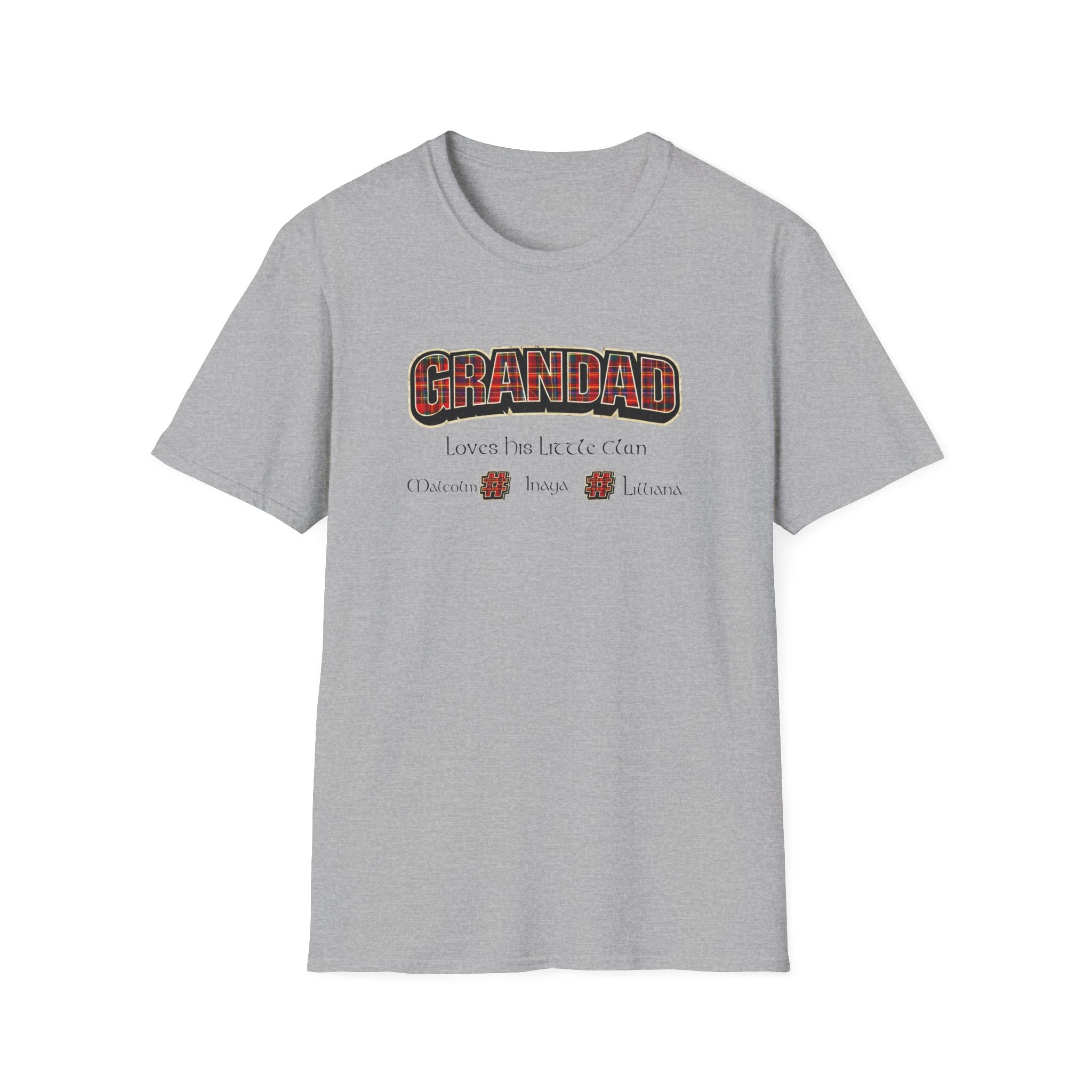 Grandad Plaid Family T-Shirt — "Loved by the Little Clan" Gift Tee