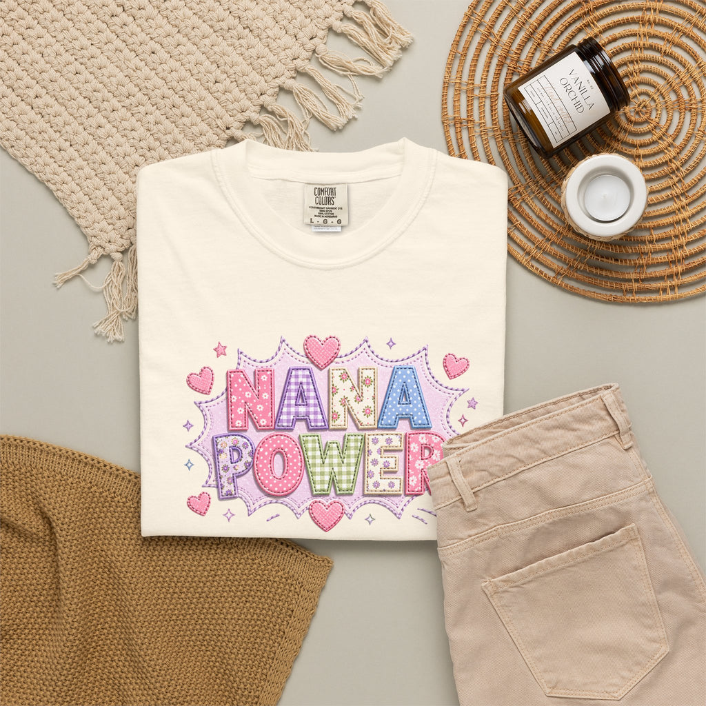 Nana Power T-Shirt — Playful Retro Heart Graphic for Grandmother Gifts