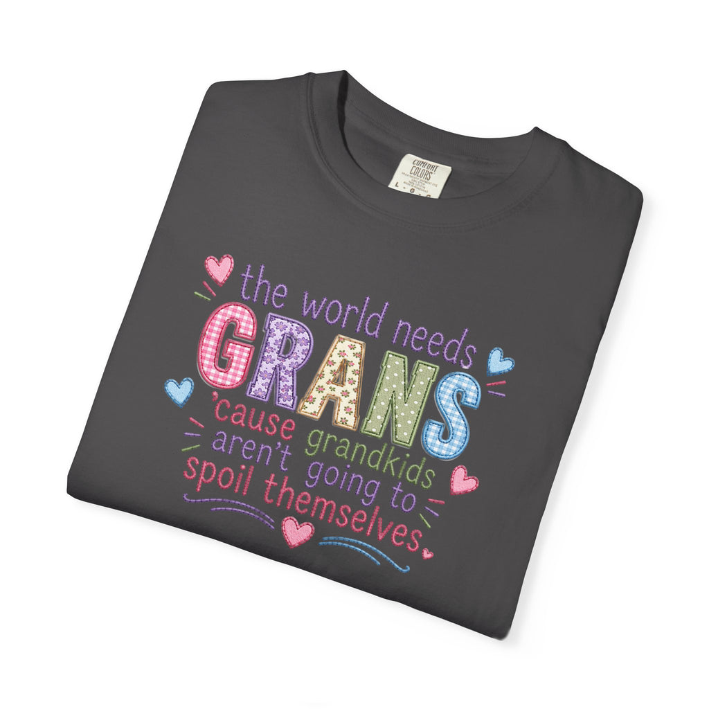 Grandparent T-Shirt - "The World Needs Grans" Cute Pastel Grandkids Gift Tee