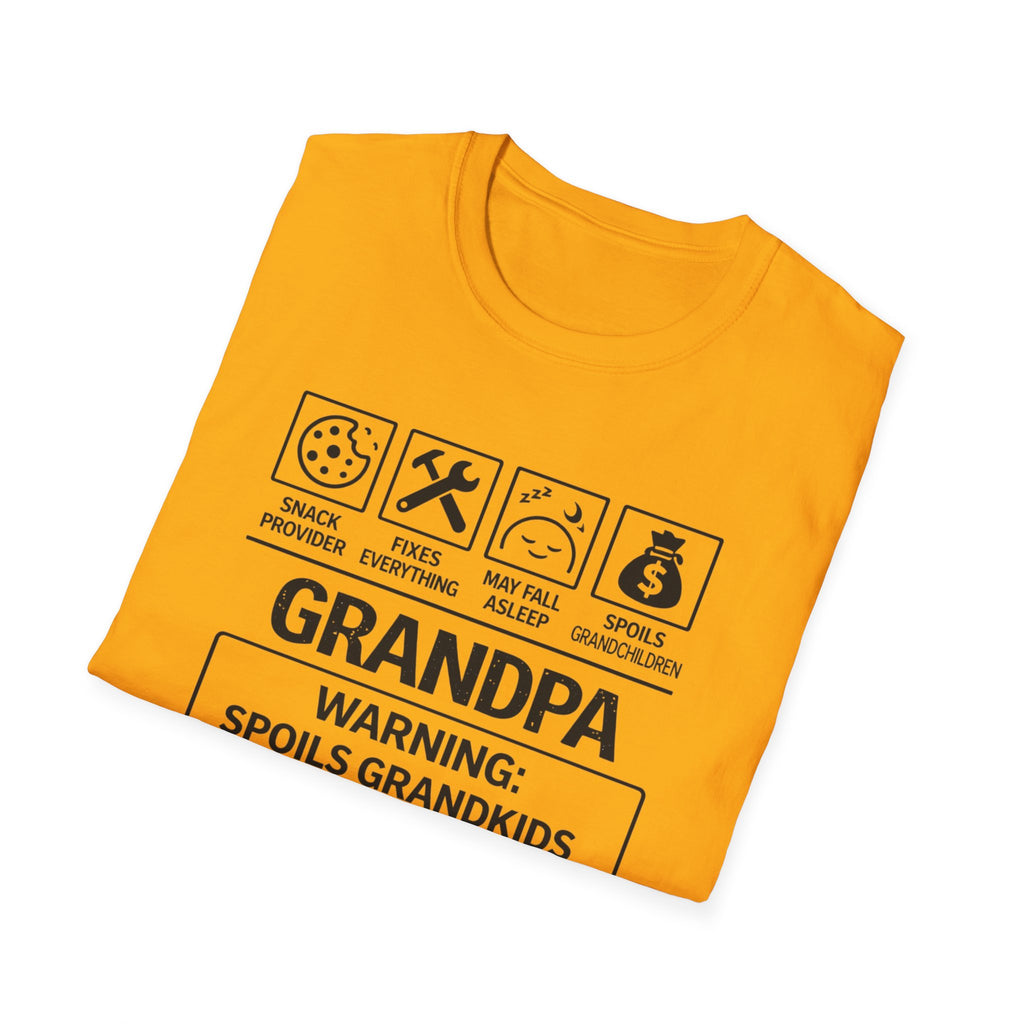 Grandpa Warning T-Shirt — "Spoils Grandkids & Hands Out Biscuits" Funny Grandpa Gift
