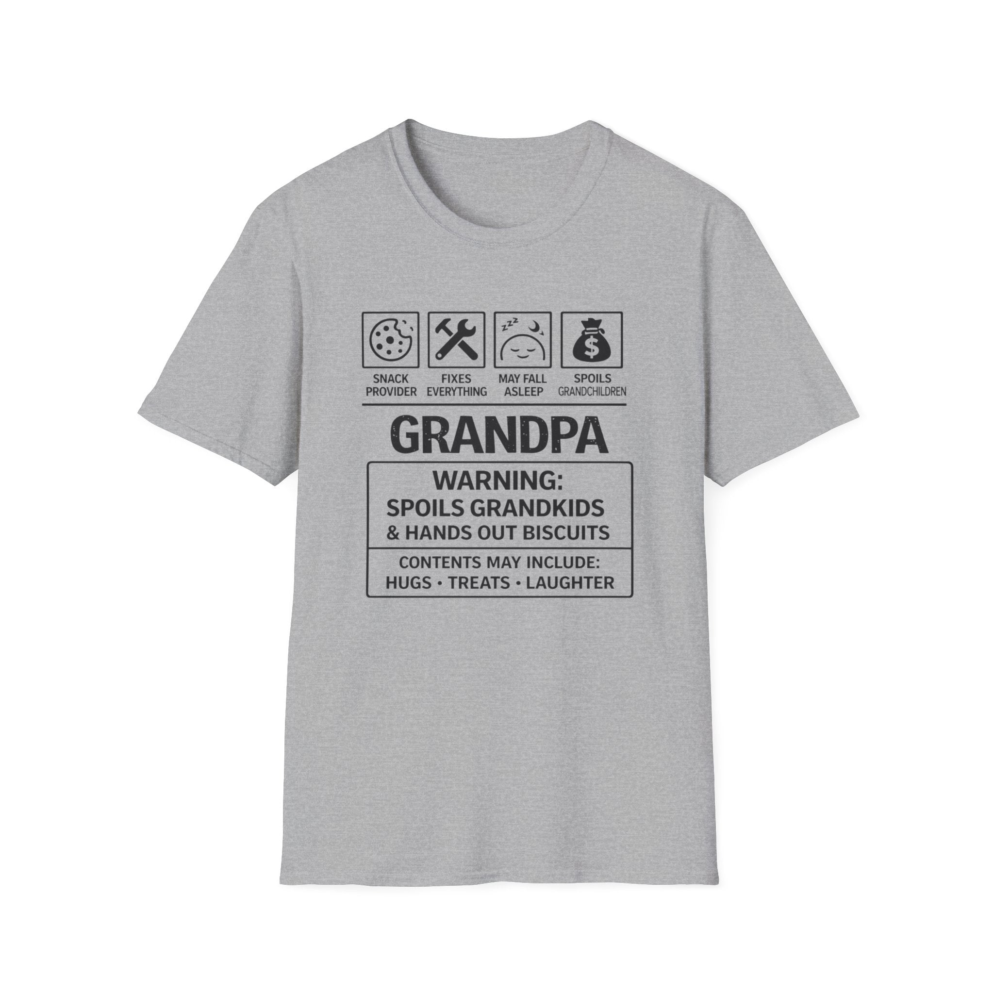 Grandpa Warning T-Shirt — "Spoils Grandkids & Hands Out Biscuits" Funny Grandpa Gift