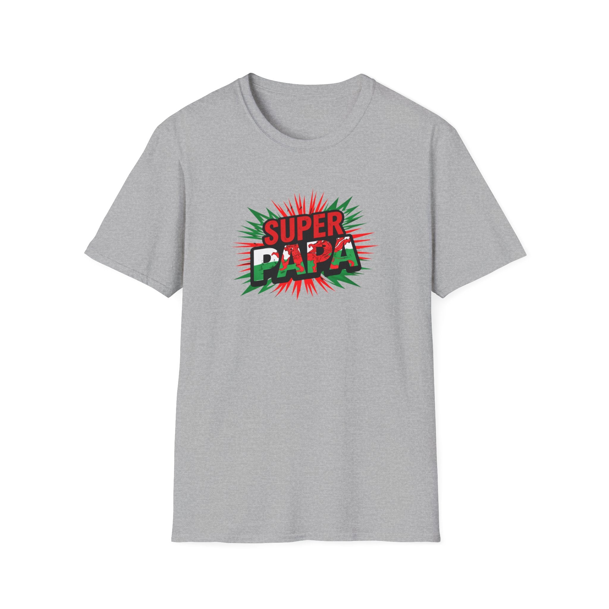 Super Papa Welsh Flag/ Wales themed Graphic T-Shirt — Father’s Day Comic-Style Dad Shirt