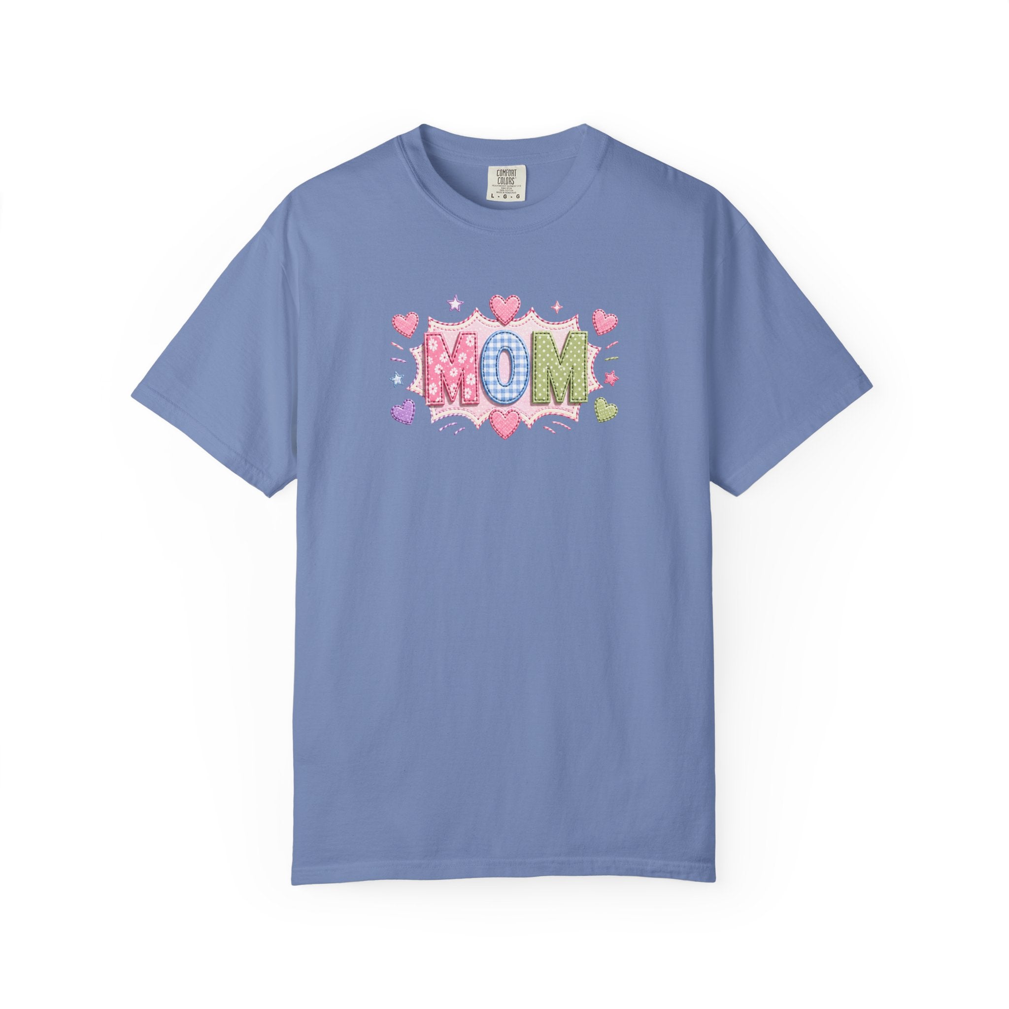 Mom Hearts T‑Shirt — Cute Pastel "MOM" Graphic Tee for Mother's Day & Everyday