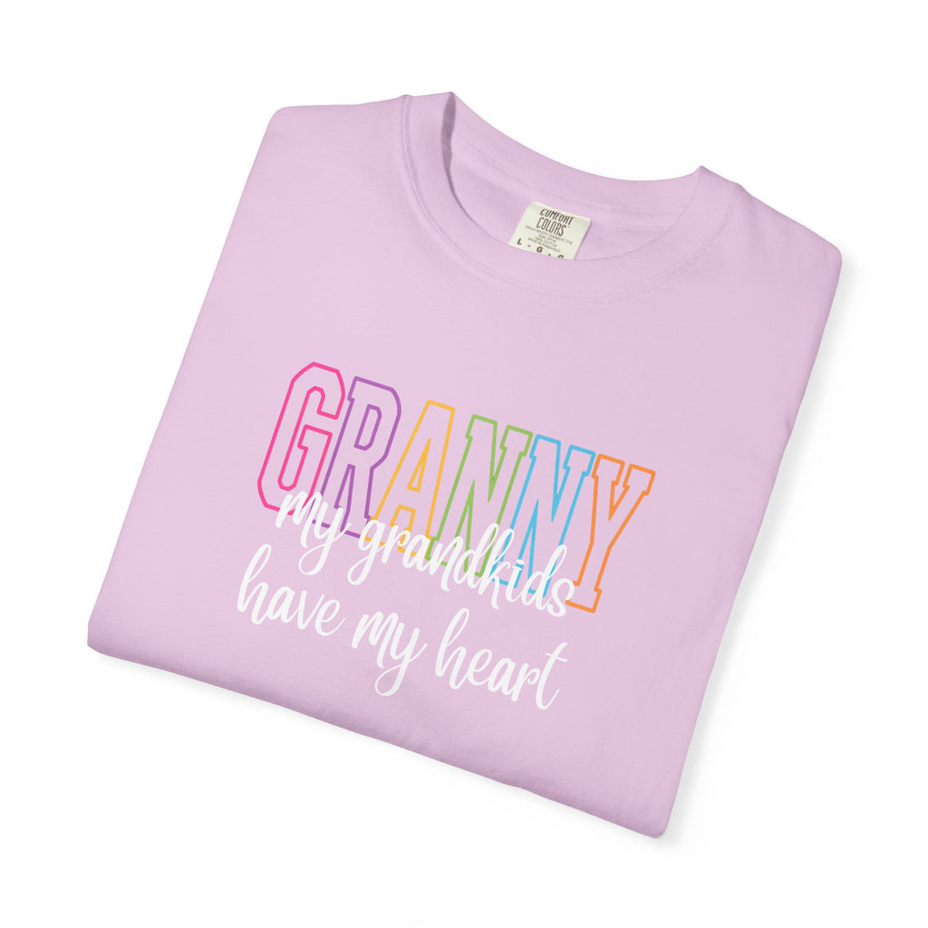 Grandma T-Shirt - "Grandma my grandkids have my heart" Soft Pastel Gift for Mothers & Grandparents
