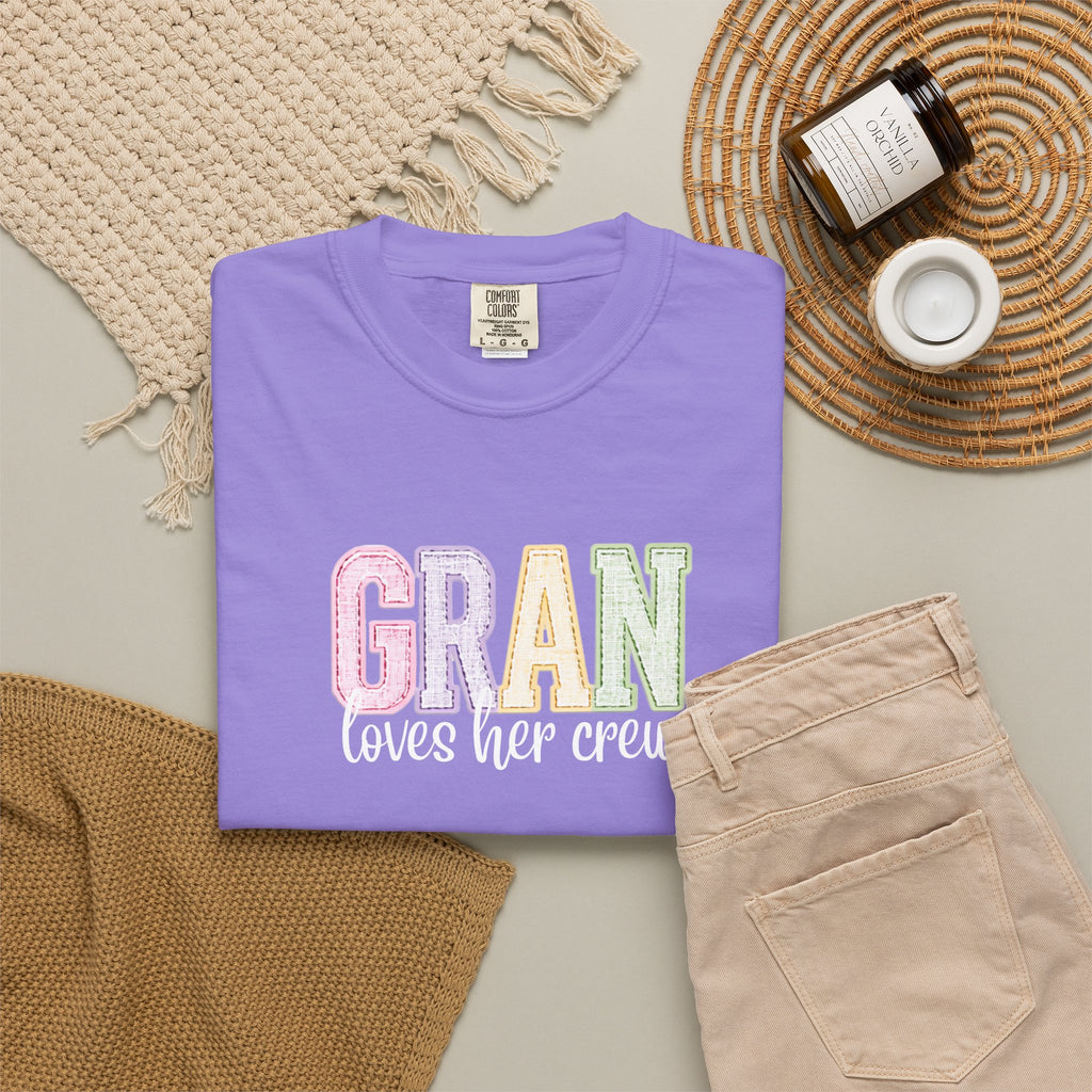 Gran Loves Her Crew T-Shirt — Pastel Grandma Shirt for Mother's Day & Family Gifts